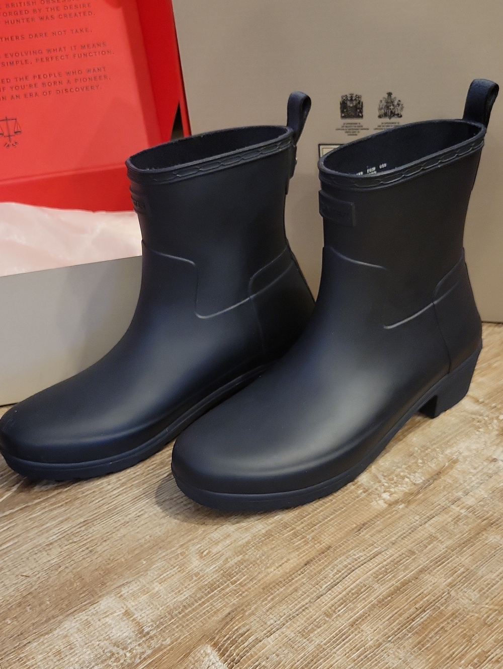 Hunter Women's Black Low Heel Rain Boots